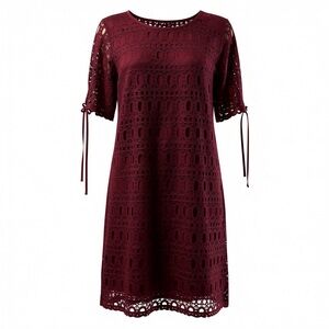 Petite 6 Burgundy Crochet Lace Dress By Established 1962